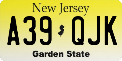 NJ license plate A39QJK