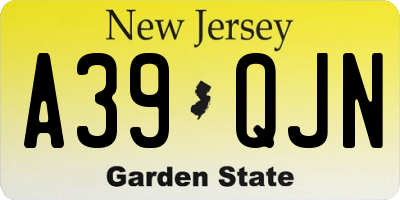 NJ license plate A39QJN