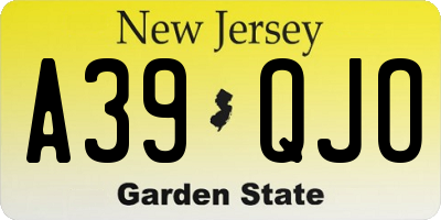 NJ license plate A39QJO