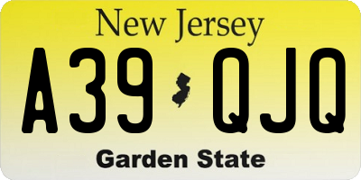 NJ license plate A39QJQ