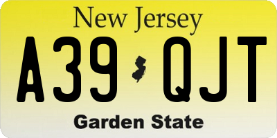 NJ license plate A39QJT