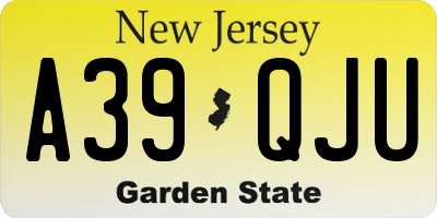 NJ license plate A39QJU