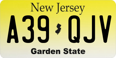 NJ license plate A39QJV
