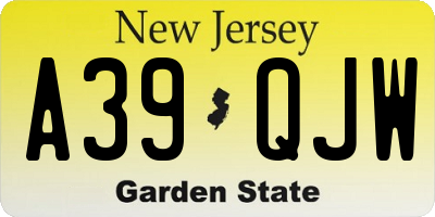 NJ license plate A39QJW