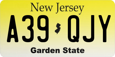 NJ license plate A39QJY