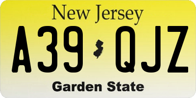 NJ license plate A39QJZ