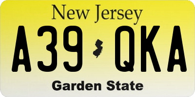 NJ license plate A39QKA