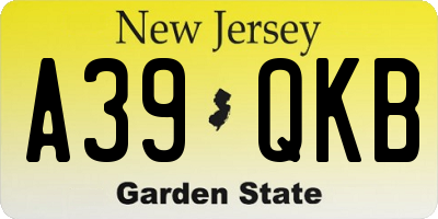 NJ license plate A39QKB