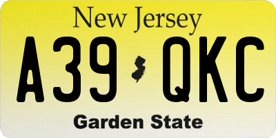 NJ license plate A39QKC