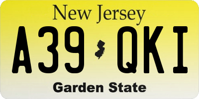 NJ license plate A39QKI