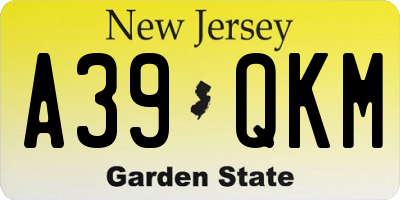 NJ license plate A39QKM