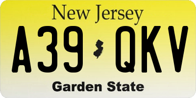 NJ license plate A39QKV