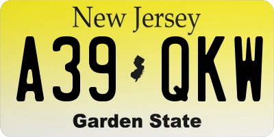 NJ license plate A39QKW