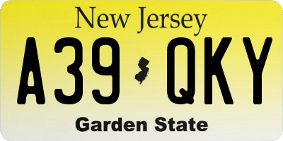 NJ license plate A39QKY