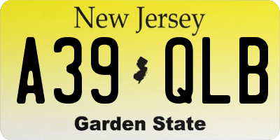 NJ license plate A39QLB