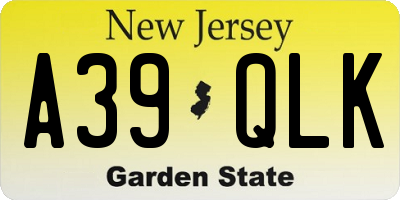 NJ license plate A39QLK