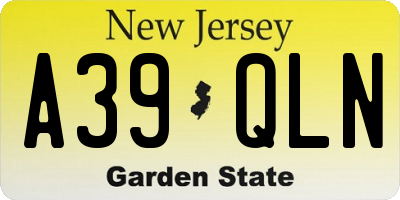 NJ license plate A39QLN