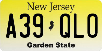 NJ license plate A39QLO