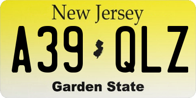 NJ license plate A39QLZ