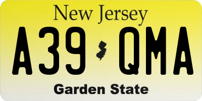 NJ license plate A39QMA
