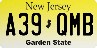 NJ license plate A39QMB