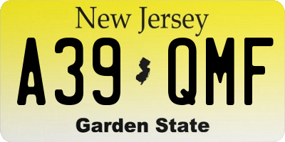 NJ license plate A39QMF