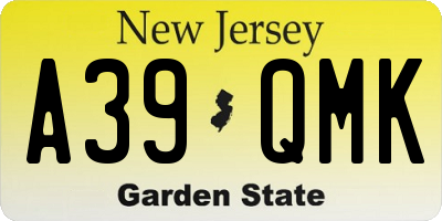 NJ license plate A39QMK