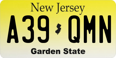 NJ license plate A39QMN