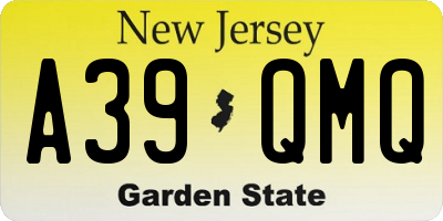 NJ license plate A39QMQ
