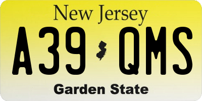 NJ license plate A39QMS
