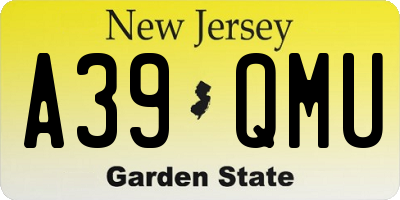 NJ license plate A39QMU