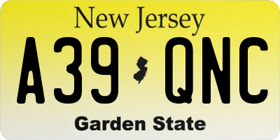NJ license plate A39QNC
