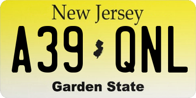 NJ license plate A39QNL