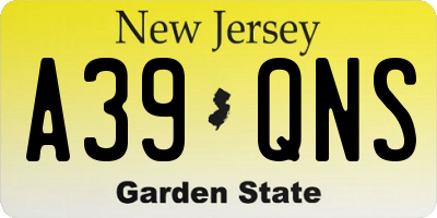 NJ license plate A39QNS