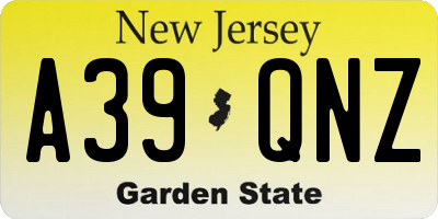NJ license plate A39QNZ