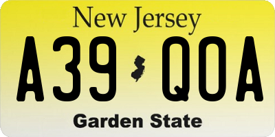 NJ license plate A39QOA