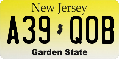 NJ license plate A39QOB