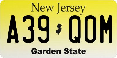 NJ license plate A39QOM