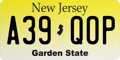 NJ license plate A39QOP