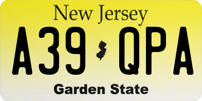 NJ license plate A39QPA