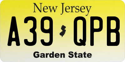 NJ license plate A39QPB