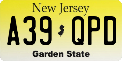 NJ license plate A39QPD