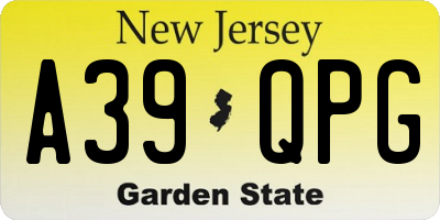 NJ license plate A39QPG