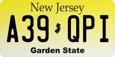NJ license plate A39QPI