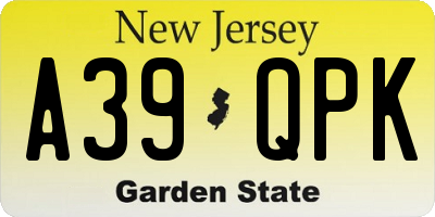 NJ license plate A39QPK