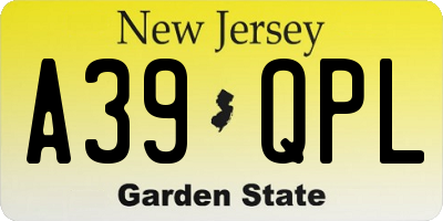 NJ license plate A39QPL