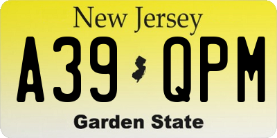NJ license plate A39QPM
