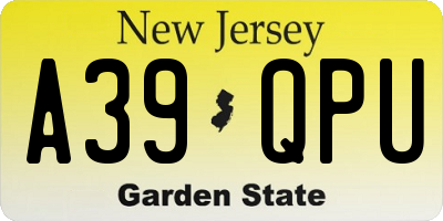 NJ license plate A39QPU