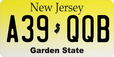 NJ license plate A39QQB
