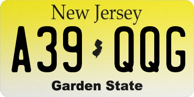 NJ license plate A39QQG